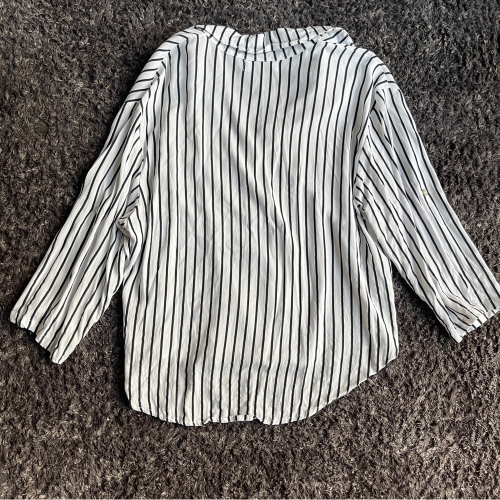 Ava Sky Button Down Striped Blouse - image 8